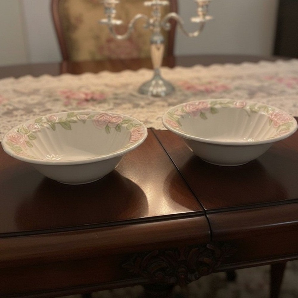 Metlox Vernon Ware Rose Pink Salad Soup Bowls Set of 2